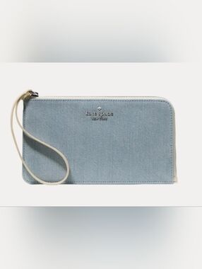 Kate Spade Lucy Denim Wristlet Clutch Wallet Light Blue NWT $139